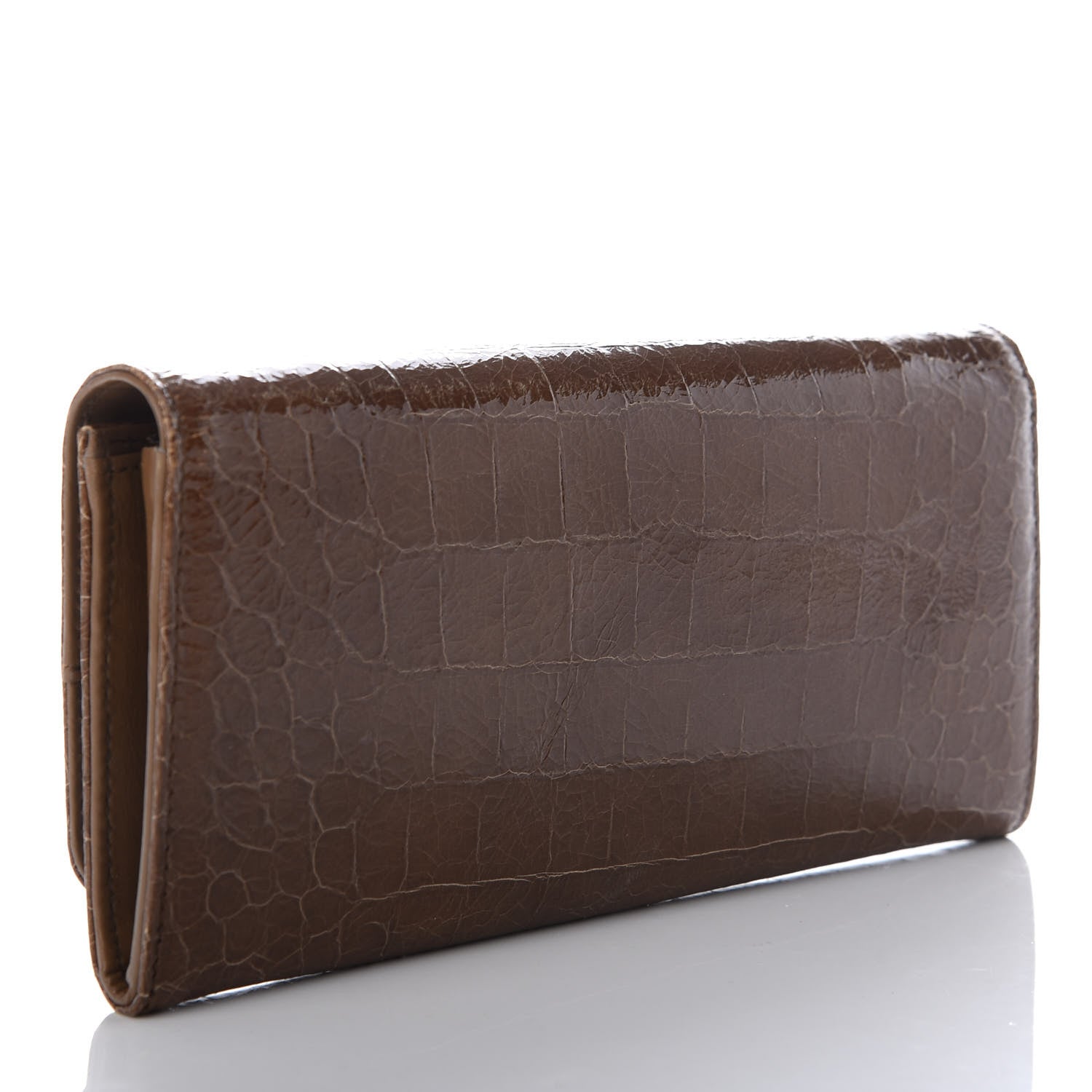 Miu Miu Embossed Crocodile Continental Wallet Tobacco 3 of 7