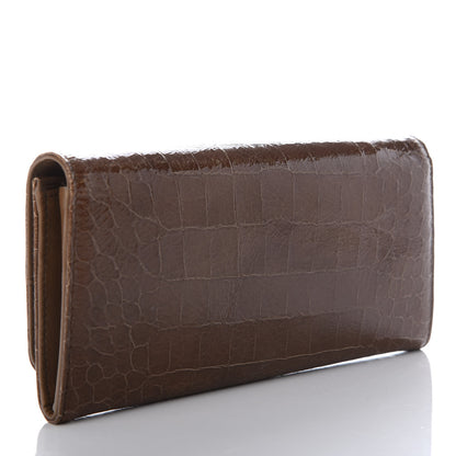 Miu Miu Embossed Crocodile Continental Wallet Tobacco 3 of 7