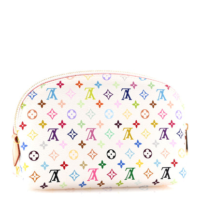 Louis Vuitton Monogram Multicolor Cosmetic Pouch White Litchi 3 of 9