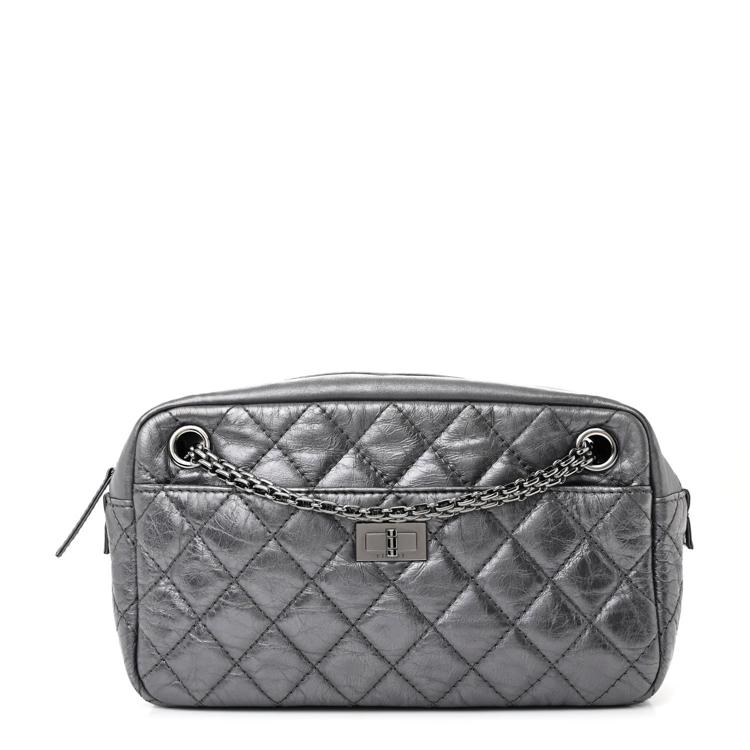 Chanel Metallic Aged Calfskin Quilted Medium Reissue Camera Case Dark Silver 1 of 10