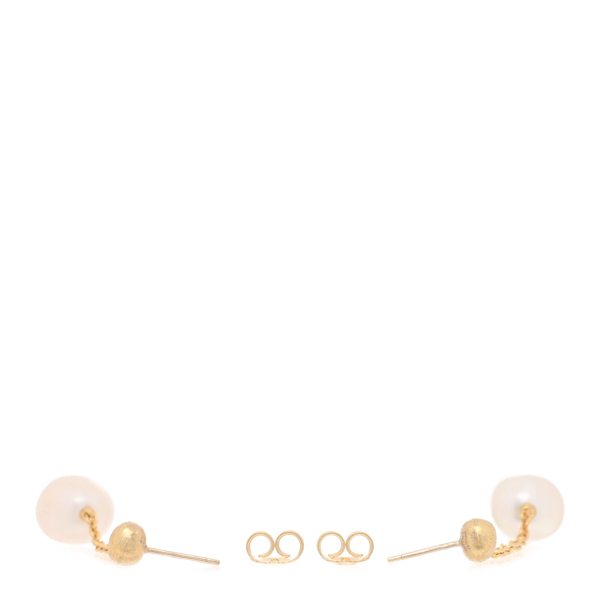 18K Yellow Gold Cultured Pearl Drop Earrings