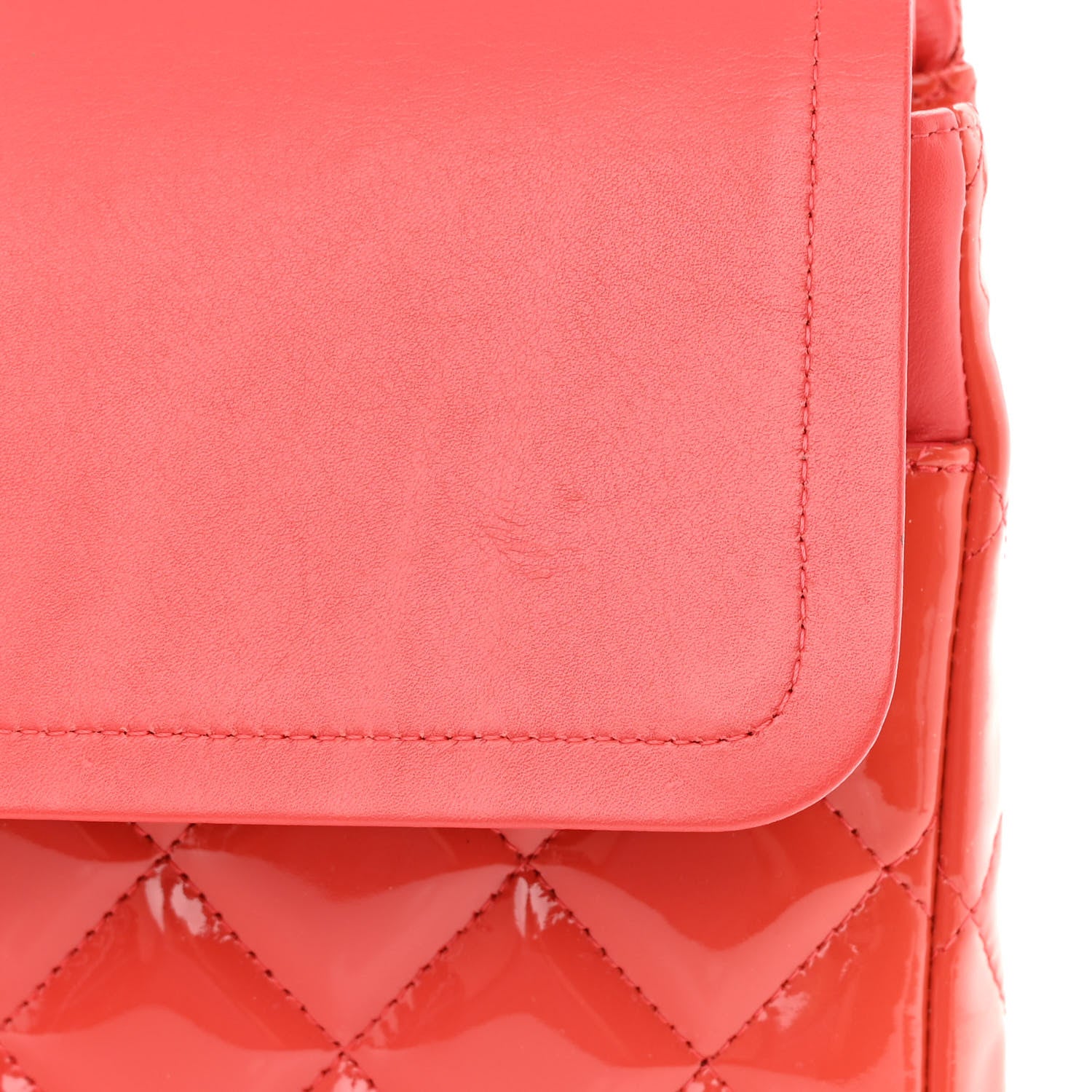 Chanel Patent Quilted Maxi Double Flap Coral 12 of 17