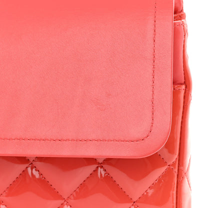 Chanel Patent Quilted Maxi Double Flap Coral 12 of 17