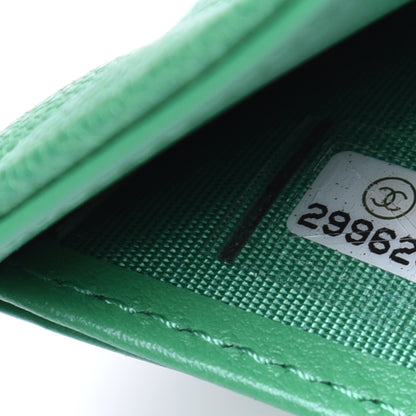 Chanel Caviar Quilted Compact Boy Wallet Green 10 of 12