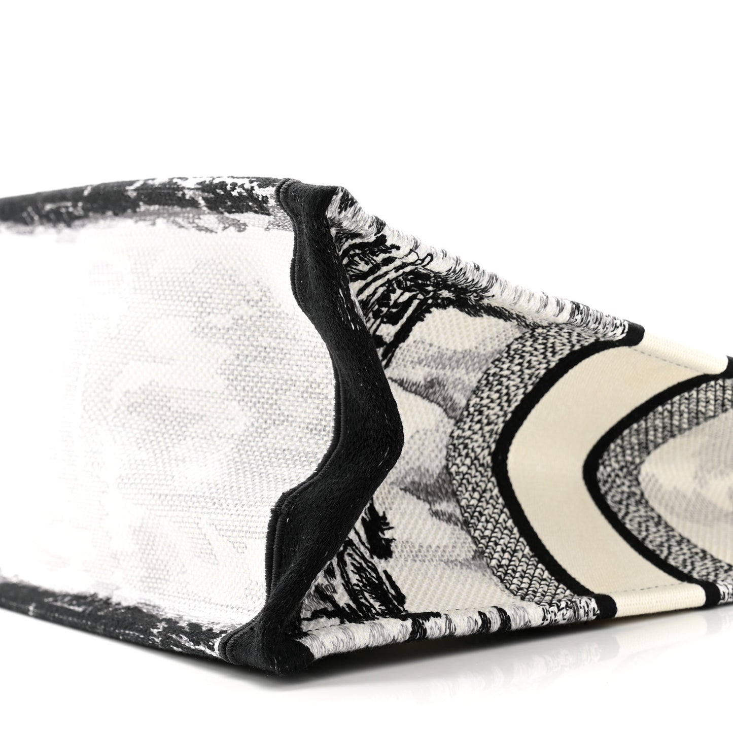 Canvas Embroidered Medium Paris Book Tote White Black