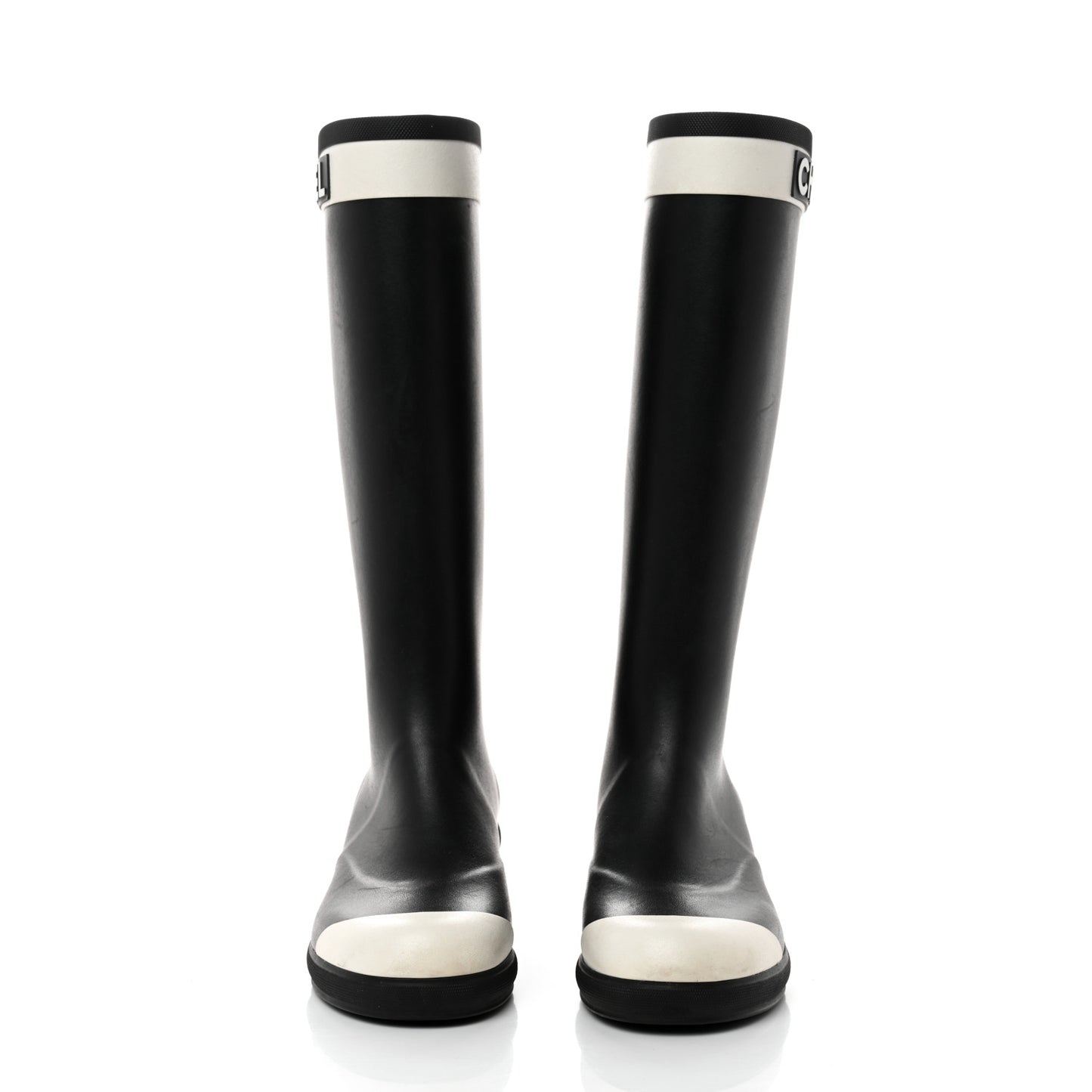 Rubber Logo Rain Boots 39 Black White