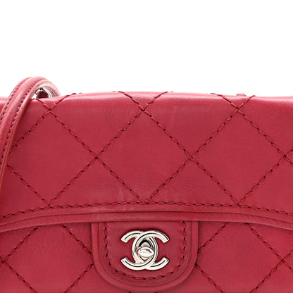 Chanel Calfskin Stitched Clutch Flap Red 8 of 11