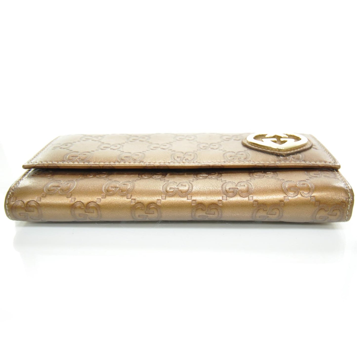 Guccissima Continental Heart Wallet Bronze