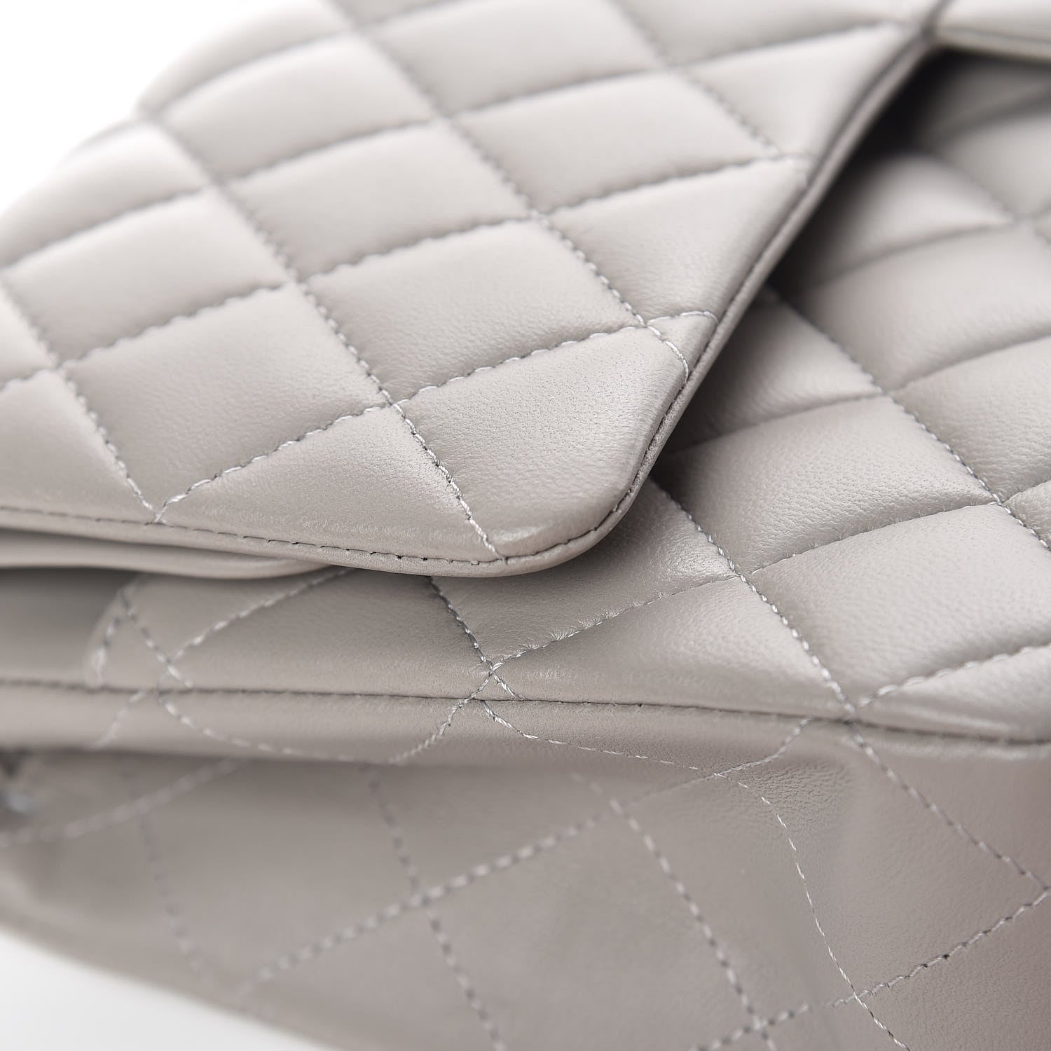 Chanel Lambskin Quilted Medium Double Flap Grey 14 of 21