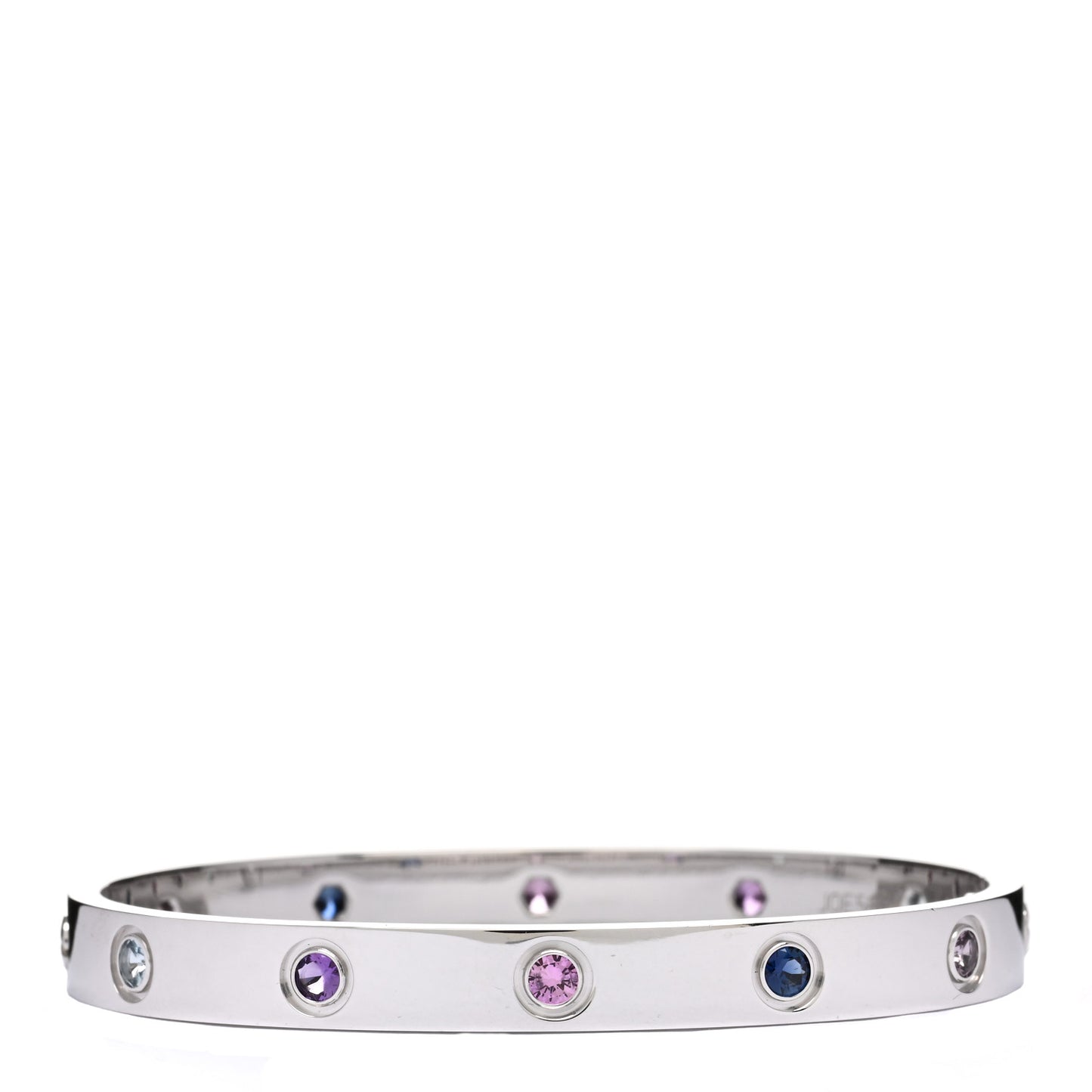 18K White Gold Aquamarine Sapphire Spinel Amethyst LOVE Bracelet 16