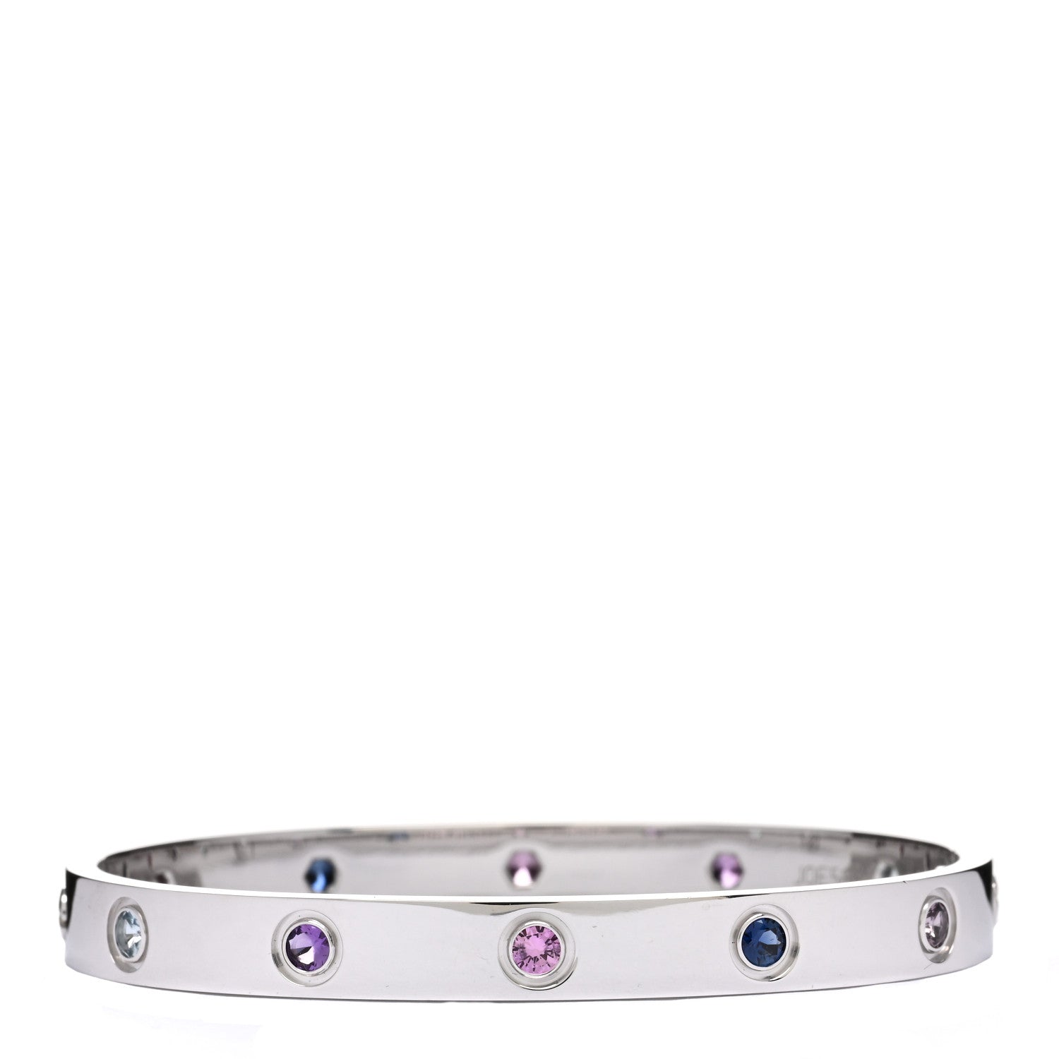 Cartier 18K White Gold Aquamarine Sapphire Spinel Amethyst LOVE Bracelet 16 2 of 5