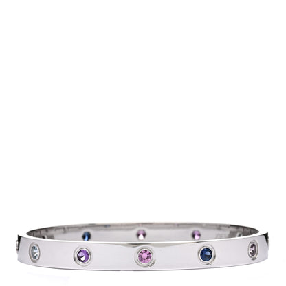 Cartier 18K White Gold Aquamarine Sapphire Spinel Amethyst LOVE Bracelet 16 2 of 5