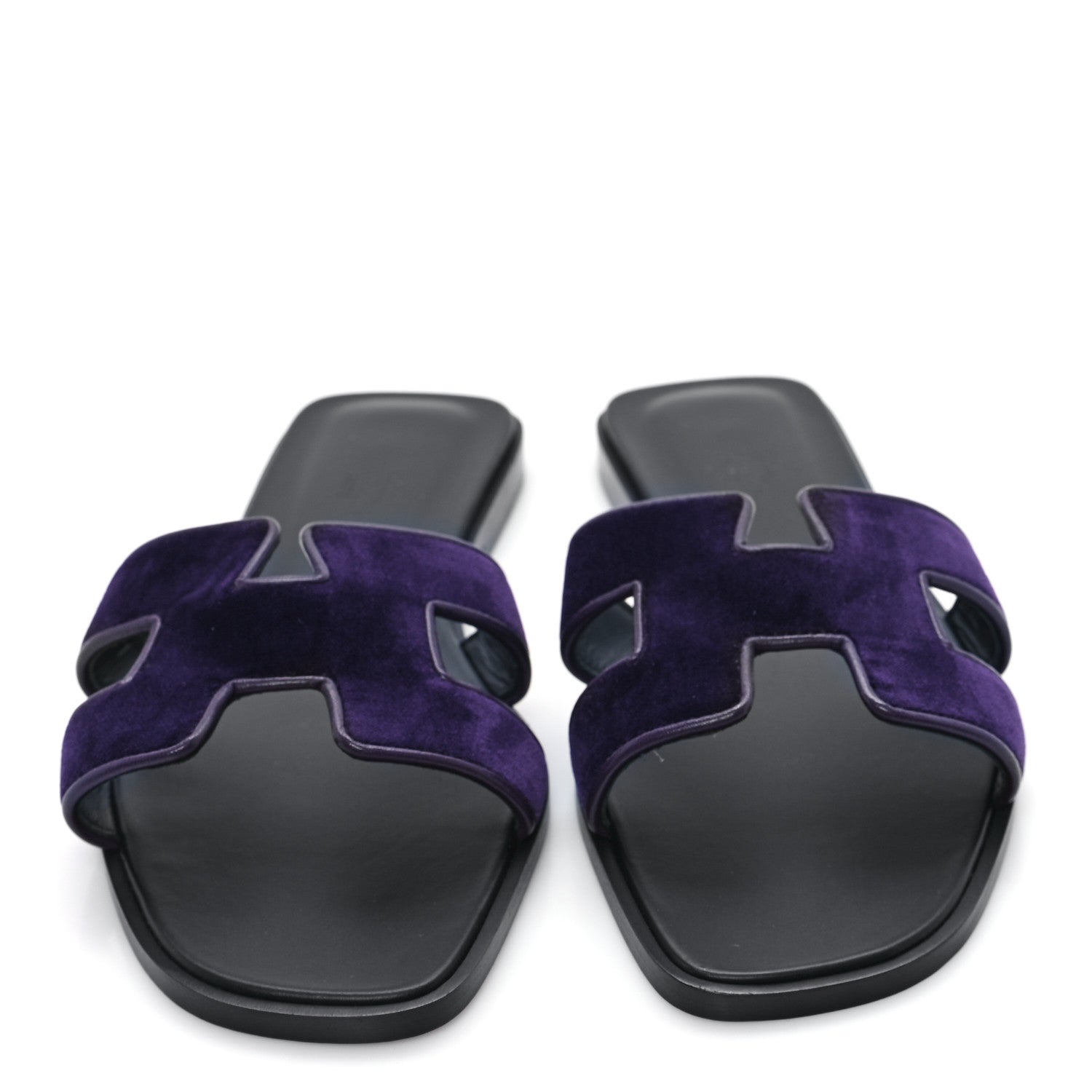 Hermes Velvet Nappa Oran Sandals  38.5 Violet Fonce 3 of 10
