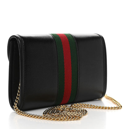 Gucci Textured Calfskin Web Mini Rajah Slim Flap Shoulder Bag Black 3 of 10