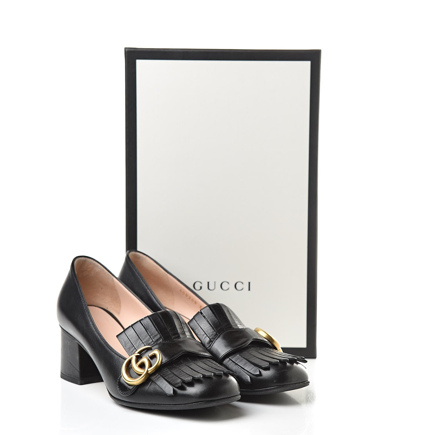 Gucci Malaga Kid GG Marmont Fringe 50mm Loafer Pumps 38 Black 12 of 12