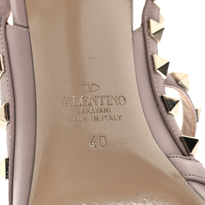 Valentino Garavani Pebbled Calfskin Rockstud Ankle Strap 100mm Pumps 40 Poudre 7 of 11