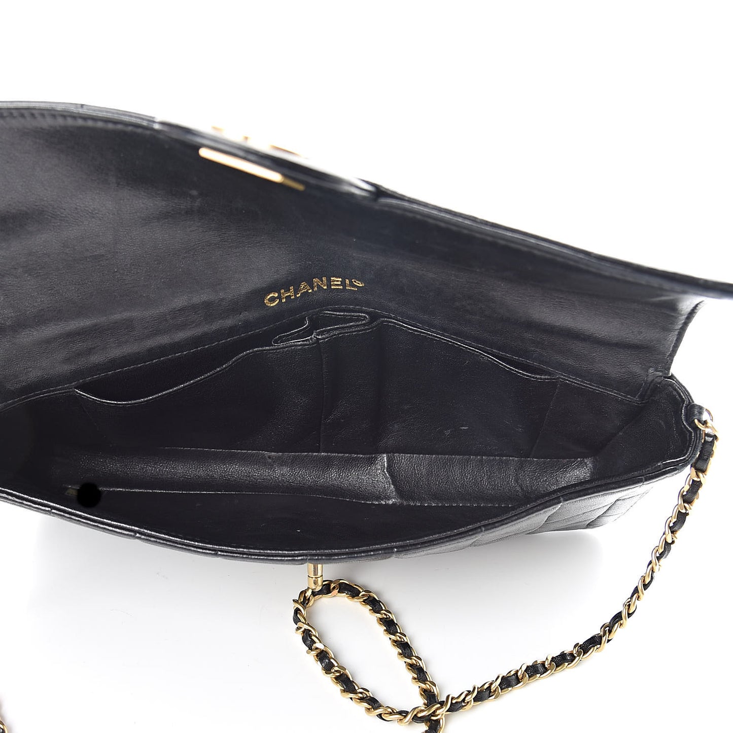 Lambskin East West Chocolate Bar Flap Black
