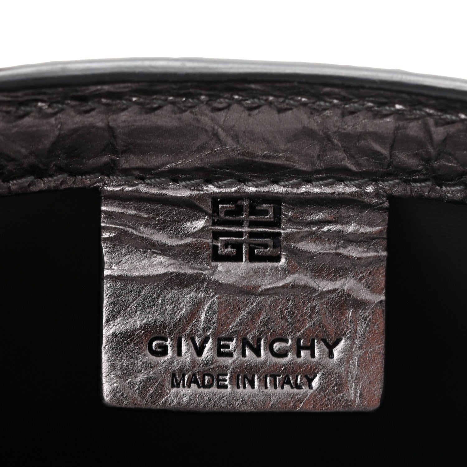 Givenchy Laminated Lambskin Micro Shark Lock Bucket Bag Silvery Grey 6 of 10