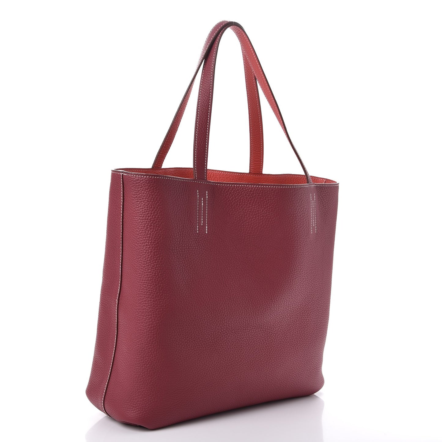 Taurillon Clemence Double Sens 45 Reversible Tote Rubis Bougainvillea