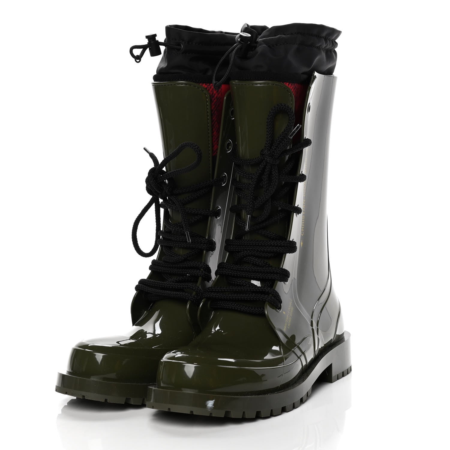 Christian Dior Shiny Rubber Diorcamp Low Boots 38 Military 3 of 12