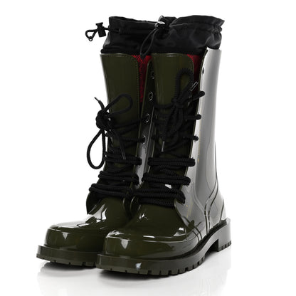 Christian Dior Shiny Rubber Diorcamp Low Boots 38 Military 3 of 12
