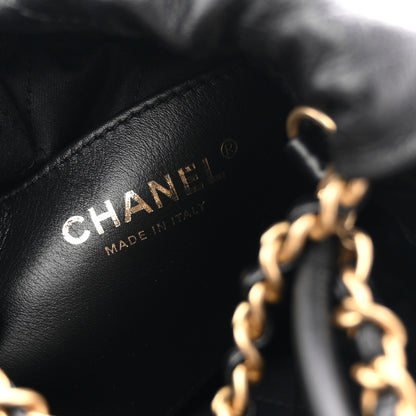 Chanel Shiny Crumpled Calfskin Quilted Pearl Mini Chanel 22 Black 7 of 12