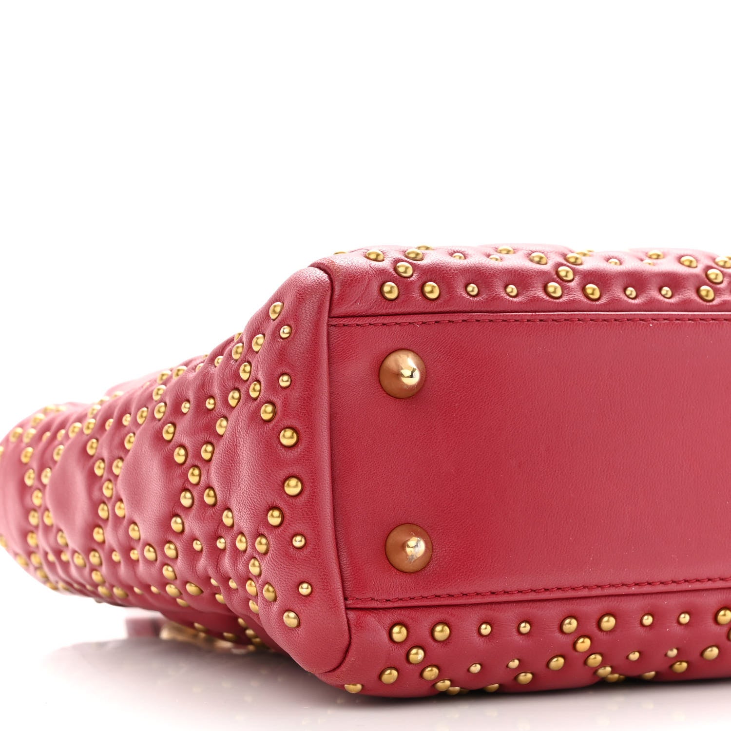 Christian Dior Lambskin Cannage Studded Small Supple Lady Dior Red 8 of 9