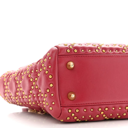 Christian Dior Lambskin Cannage Studded Small Supple Lady Dior Red 8 of 9