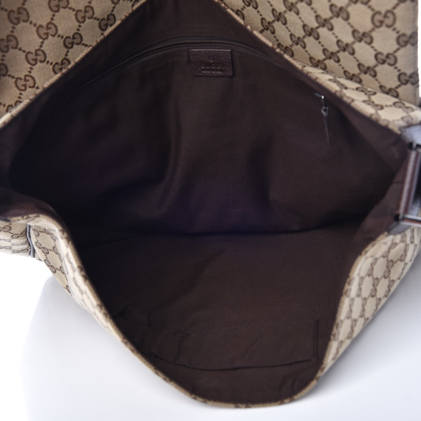 Monogram Large Flap Messenger Bag Beige Dark Brown