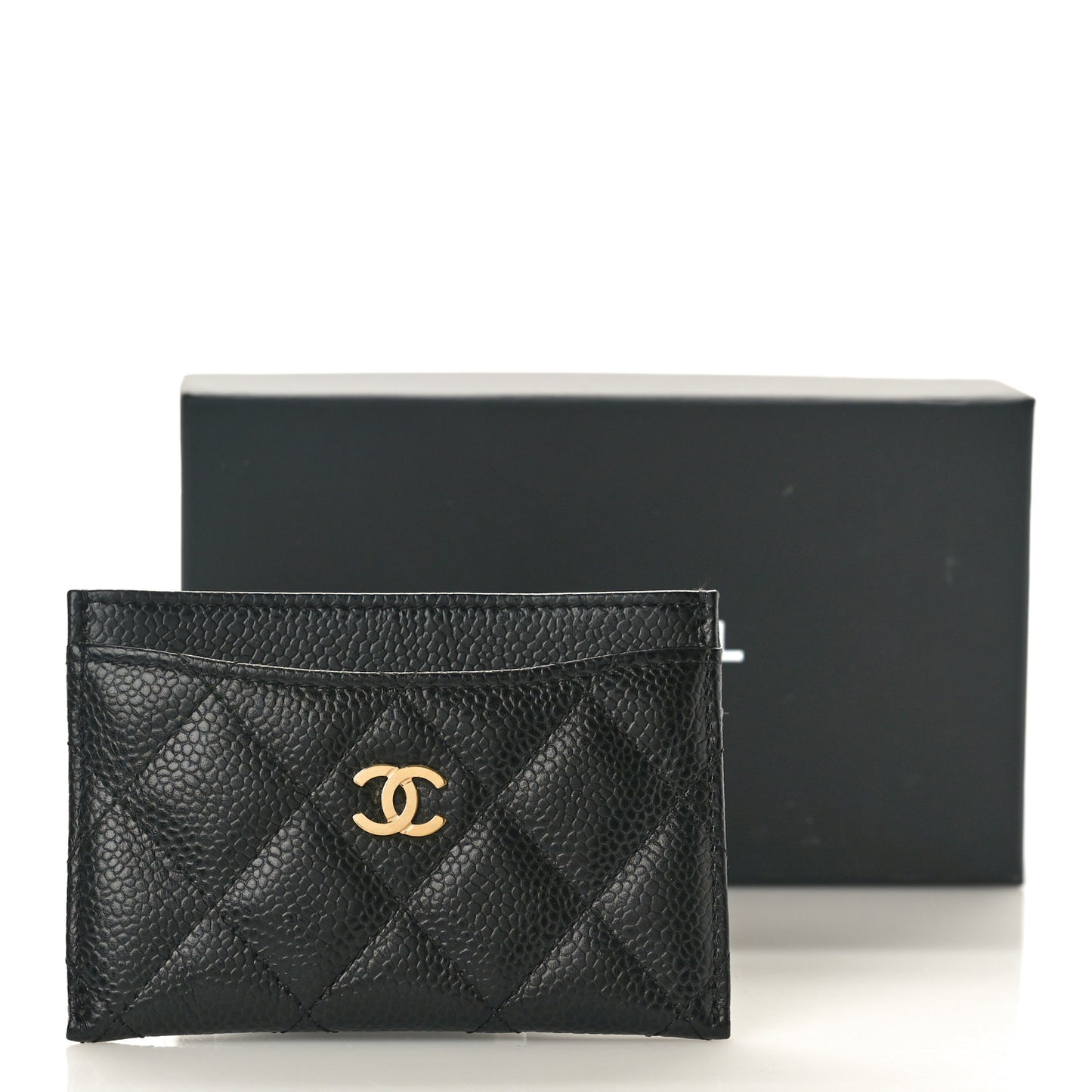Caviar Quilted Card Holder Black