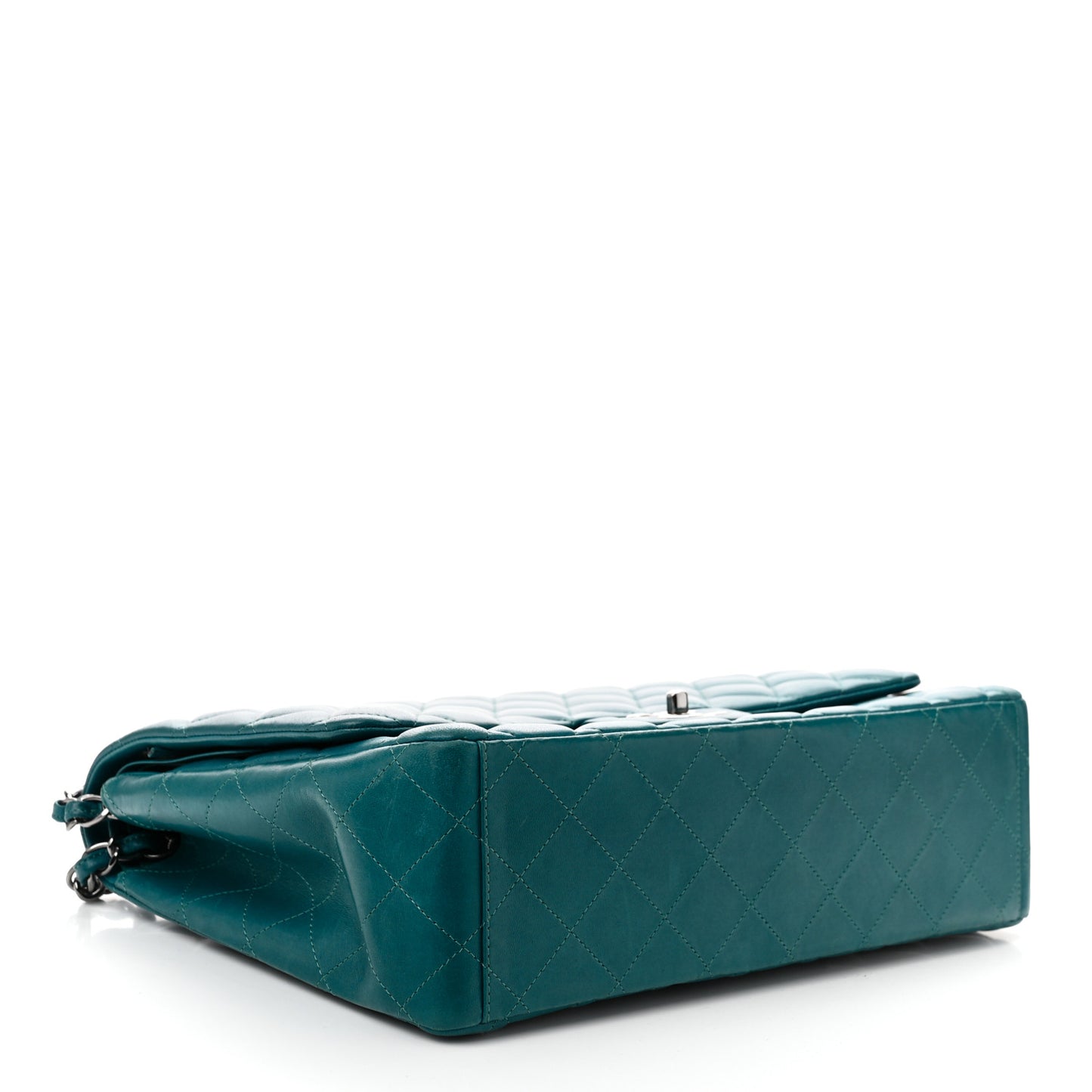 Lambskin Quilted Maxi Double Flap Turquoise