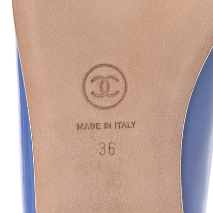 Chanel Patent Calfskin CC Cap Toe Ballerina Flats 36 Blue 9 of 10