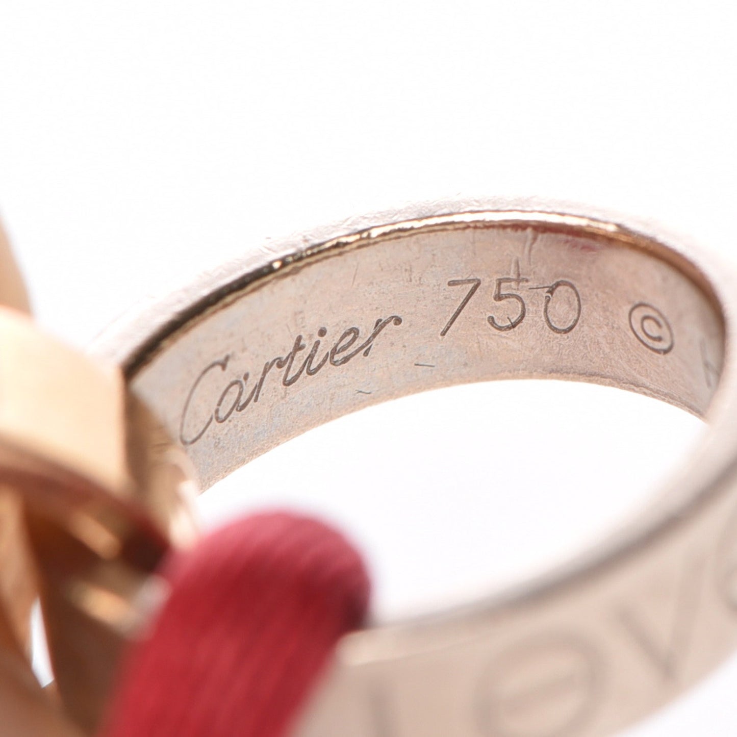 18K White Gold Yellow Gold Silk Adjustable Two Hoops Love Bracelet Red