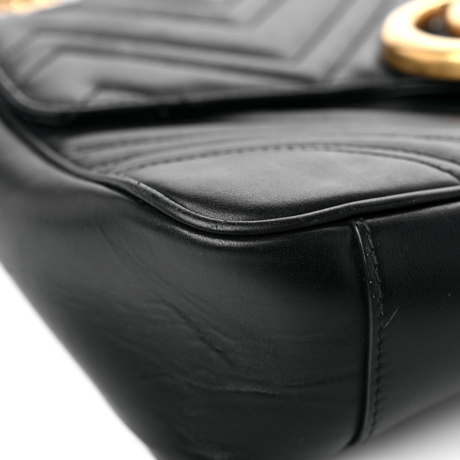 Gucci Calfskin Matelasse Medium GG Marmont Shoulder Bag Black 8 of 16