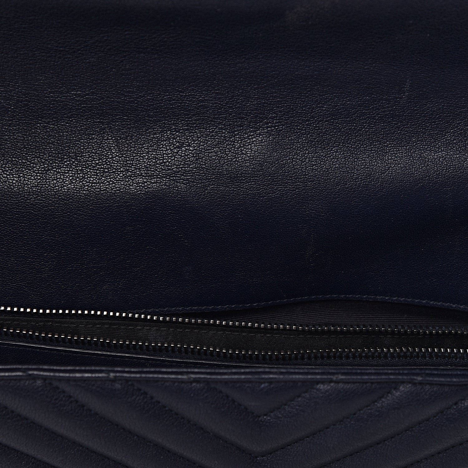 Saint Laurent Sheepskin Matelasse Chevron Monogram Large College Satchel Deep Marine 11 of 19