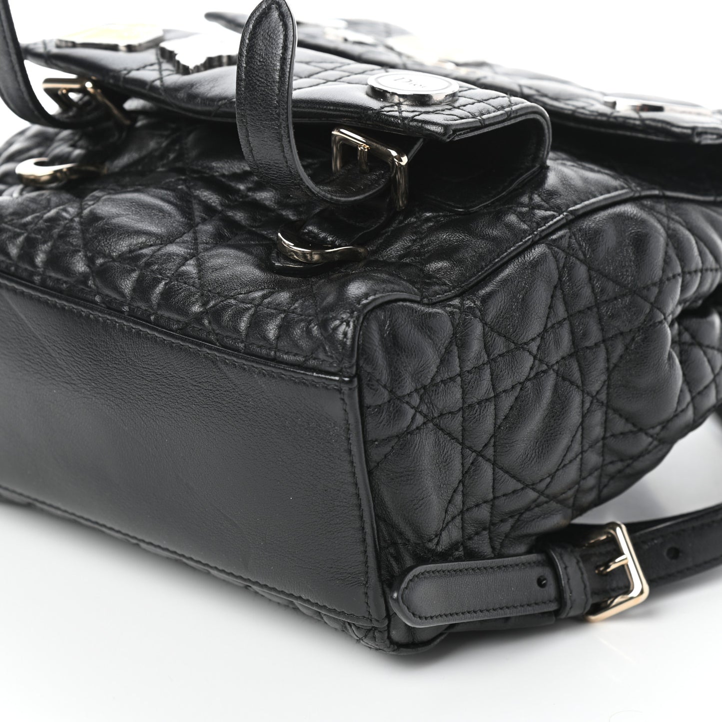 Lambskin Cannage Small Lucky Badge Stardust Backpack Black