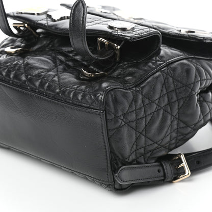 Christian Dior Lambskin Cannage Small Lucky Badge Stardust Backpack Black 9 of 9