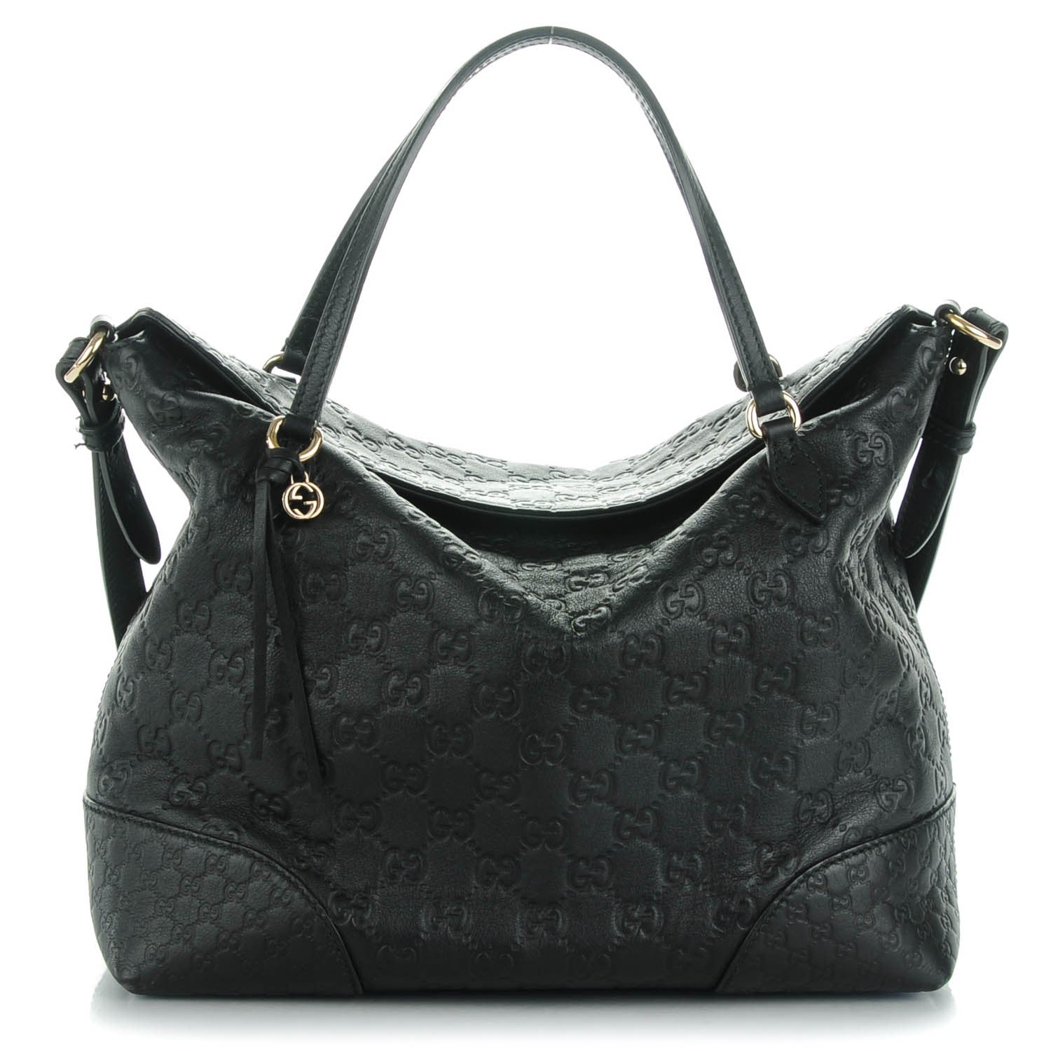 Gucci Guccissima Medium Bree Foldover Tote Black 1 of 7