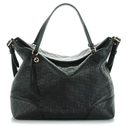 Gucci Guccissima Medium Bree Foldover Tote Black 1 of 7