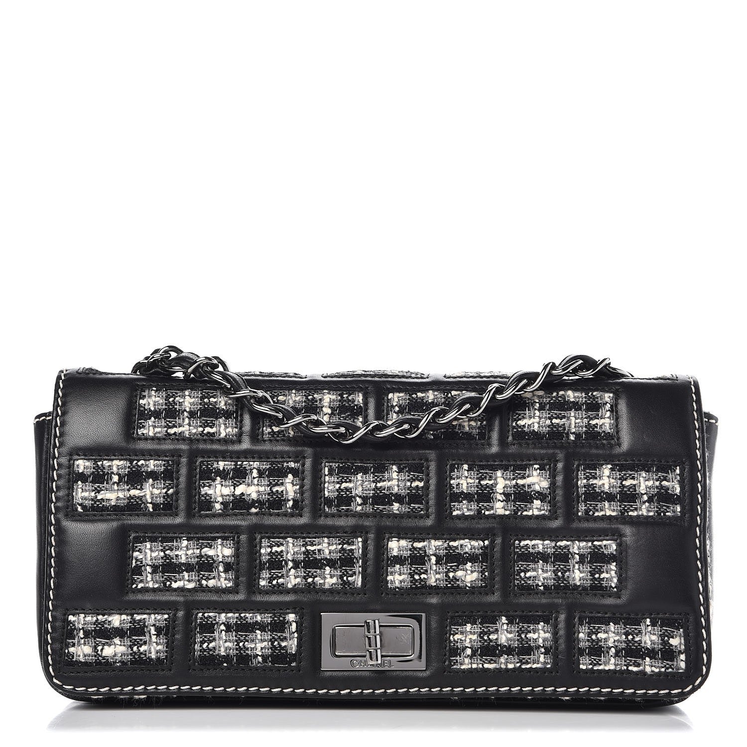 Chanel Lambskin Tweed East West Flap Black 1 of 7