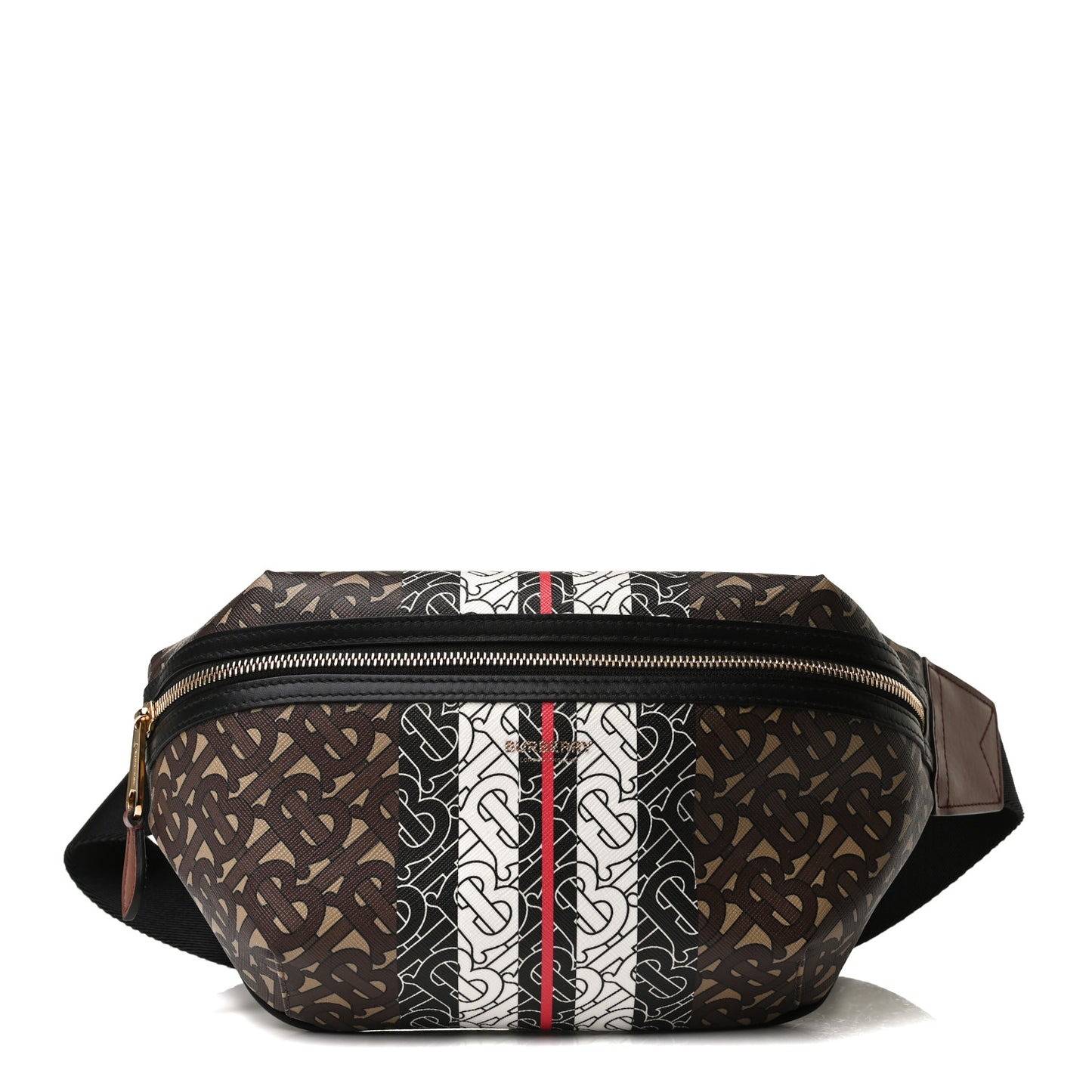 E-Canvas Monogram Stripe Medium Sonny Bum Bag Bridle Brown