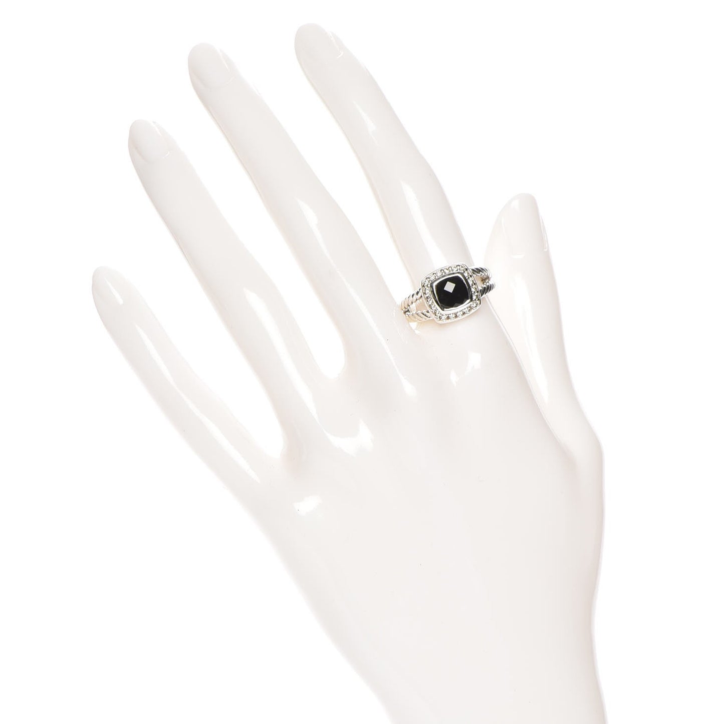 Sterling Silver Diamond Black Onyx 7mm Petite Albion Ring 54 7