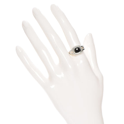 David Yurman Sterling Silver Diamond Black Onyx 7mm Petite Albion Ring 54 7 2 of 6