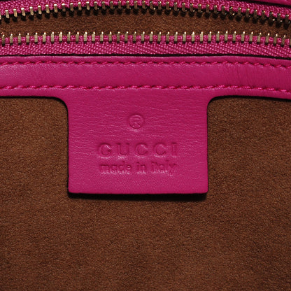 Gucci GG Supreme Monogram Moon Calfskin Small Boston Beige Ebony Hibiscus Red New Rosette 6 of 9
