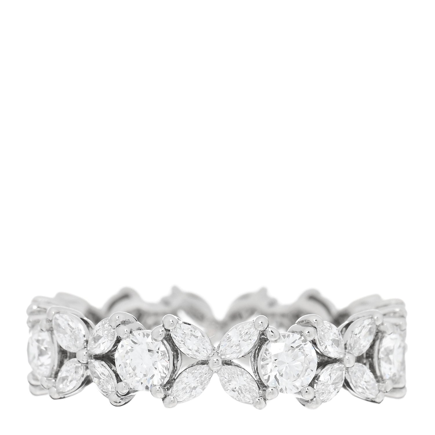 Tiffany Platinum Diamond Victoria Alternating Band Ring 53 6.5 1 of 4