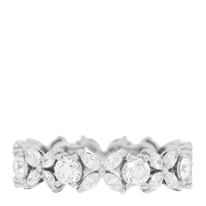 Tiffany Platinum Diamond Victoria Alternating Band Ring 53 6.5 1 of 4