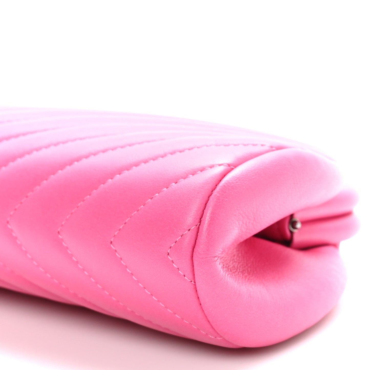 Lambskin Chevron Quilted Timeless Clutch Dark Pink