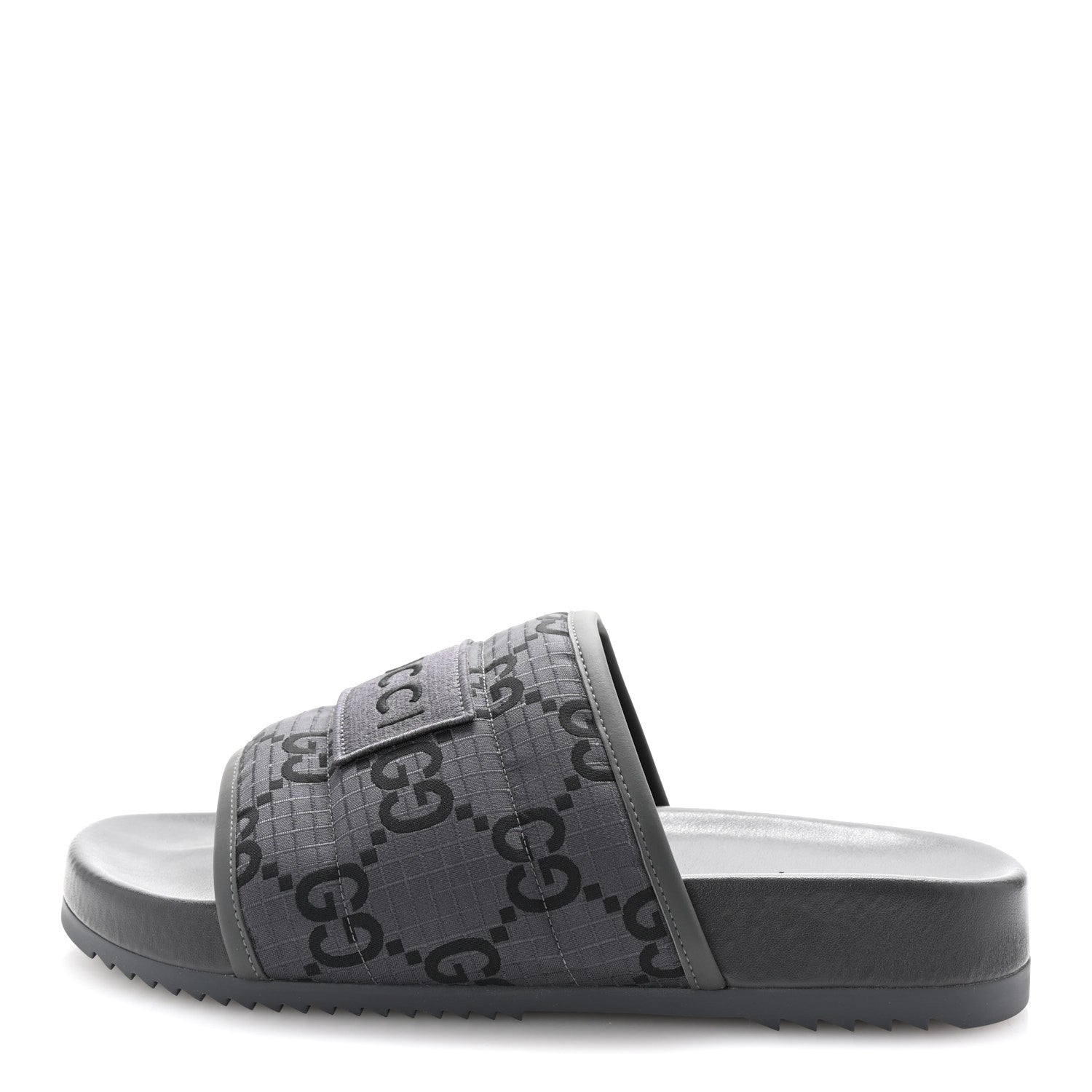 Gucci Monogram Ripstop Demetra Mens Slide Sandals 8 Grey Black 1 of 10