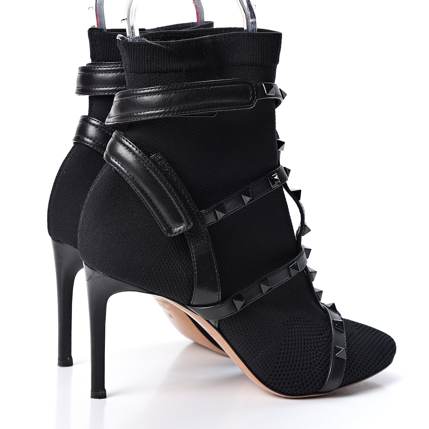 Valentino Garavani Calfskin Knit Rockstud Bodytech BBooties 36 Black 4 of 9