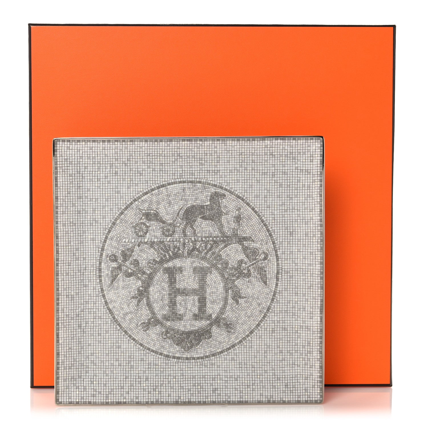 Hermes Porcelain Mosaique au 24 Platine Square Plate 9 of 9